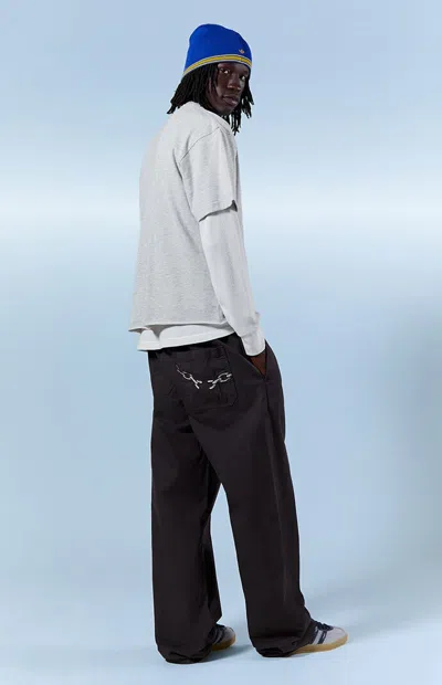 Pacsun Men's Gray Chain Embroidered Baggy Pants