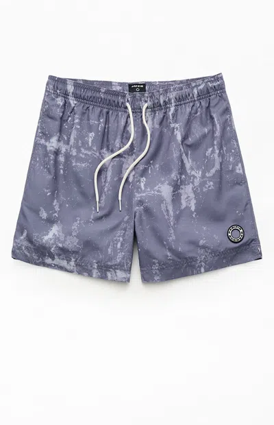 Pacsun Men's Gray Oil Dye 4.5" Swim Trunks In Purple