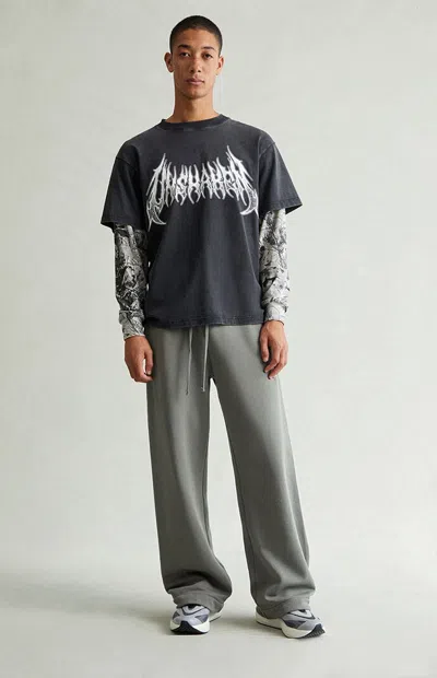 Pacsun Men's Green Fleece Extreme Baggy Sweatpants In Gray