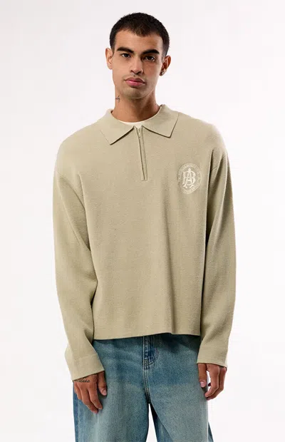 Pacsun Men's Green Le Palais Quarter Zip Polo Sweater