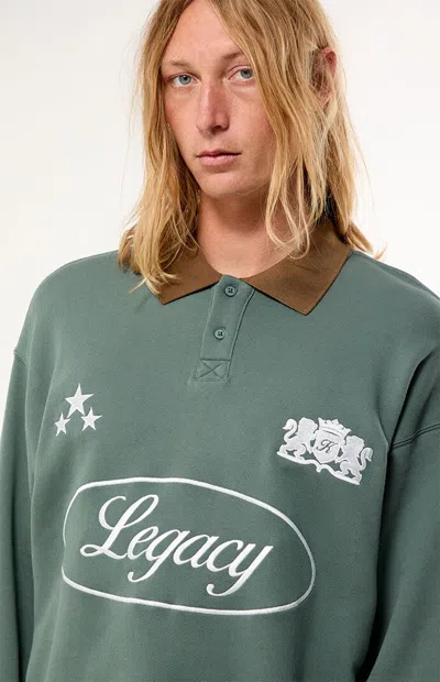 Pacsun Men's Green Legacy Long Sleeve Rugby Polo Shirt