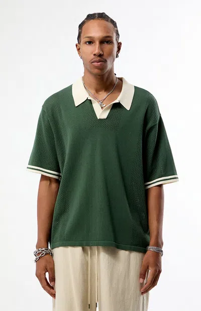 Pacsun Men's Green Solid Polo Shirt