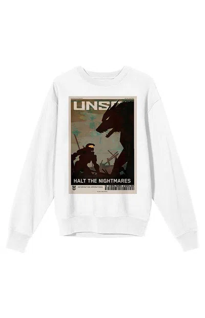 Pacsun Men's Halo Halt The Nightmares Crew Neck Sweatshirt In White