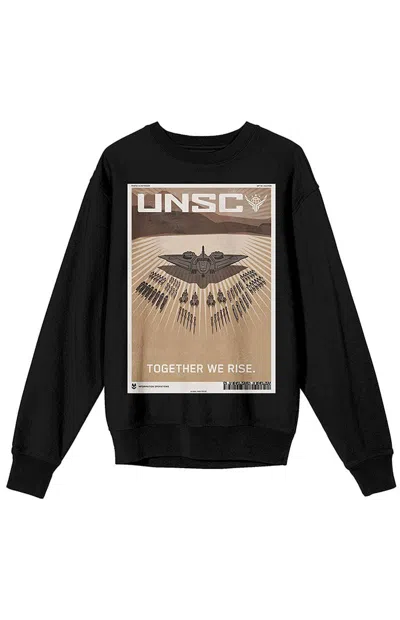Pacsun Men's Halo Together We Rise Unsc Poster Crew Neck Sweatshirt In Black