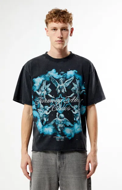 Pacsun Men's Harmony Amidst Chaos Cropped T-shirt In Washed Black