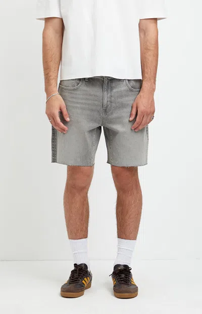 Pacsun Men's Harrison Cutoff Baggy Jean Shorts Stretch Gray In White