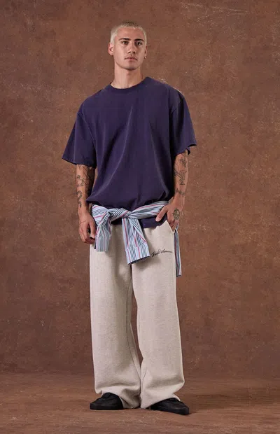 Pacsun Men's Heather Oatmeal Waffle Knit Extreme Baggy Sweatpants