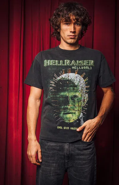 Pacsun Men's Hellraiser Hellworld T-shirt In Washed Black