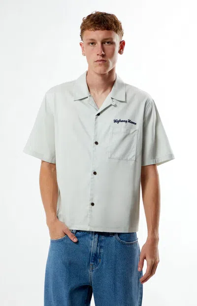 Pacsun Men's Highway Haven Embroidered Camp Shirt In Blue In Yellow
