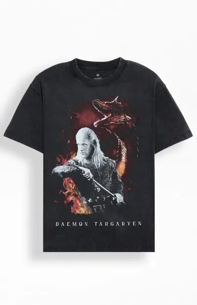 Pacsun Men's House Of The Dragon Daemon Targaryen T-shirt In Washed Black