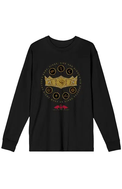 Pacsun Men's House Of The Dragon Gold Crown Long Sleeve T-shirt In Black