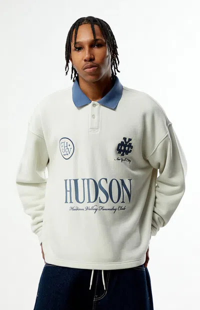 Pacsun Men's Hudson Long Sleeve Rugby Polo Shirt In Cream In Multi