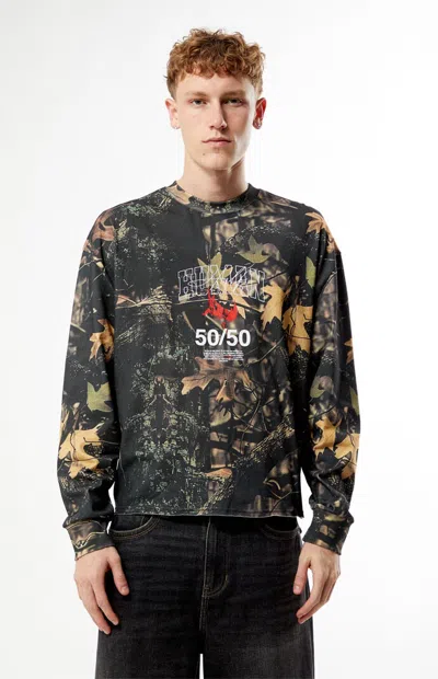 Pacsun Men's Human 5050 Camo Cropped Long Sleeve T-shirt In Multi