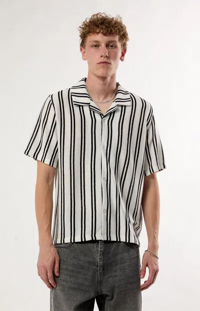 Pacsun Men's Iron Striped Textured Camp Shirt In Black/white
