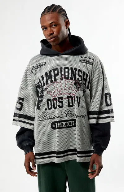 Pacsun Men's Jersey 2fer Hoodie In Black/cream In Multi