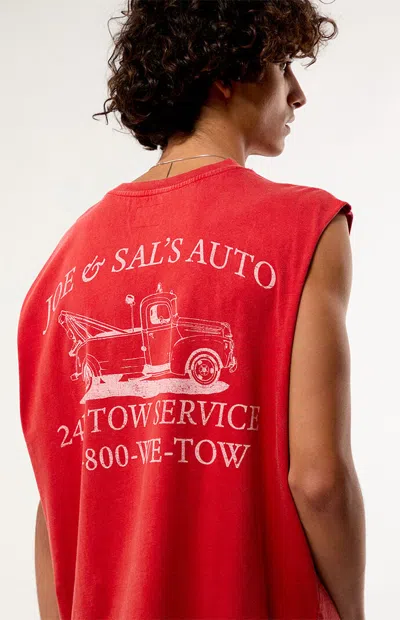 Pacsun Men's Joe And Sal's Cut-off Muscle T-shirt In Red In Multi