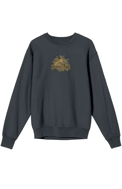 Pacsun Men's Jurassic Park Classic Logo Crew Neck Sweatshirt In Charcoal In Gray