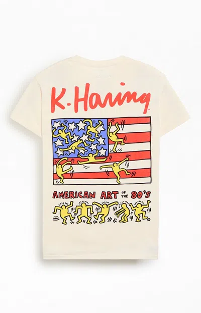 Pacsun Men's Keith Haring Usa Flag T-shirt In Natural In White