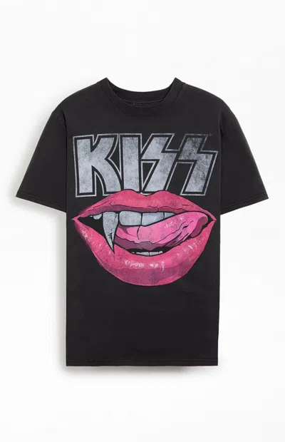 Pacsun Men's Kiss Fang And Tongue T-shirt In Washed Black