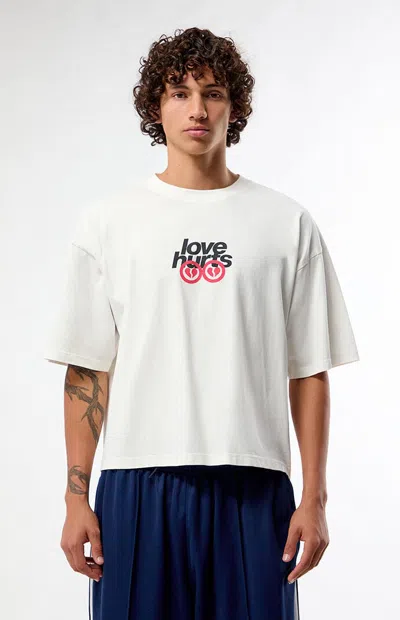 Pacsun Men's Lonely Hearts Club Cropped Boxy T-shirt In White