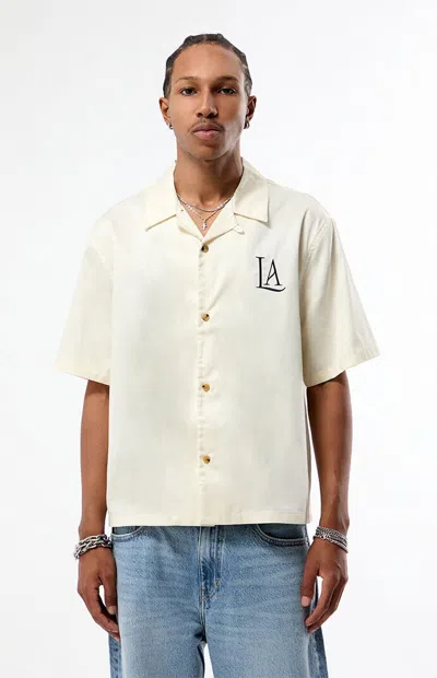 Pacsun Men's Los Angeles Embroidered Camp Shirt In Cream In White
