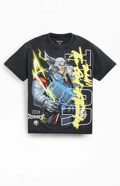 Pacsun Men's Marvel Rivals Thor T-shirt In Washed Black In Multi