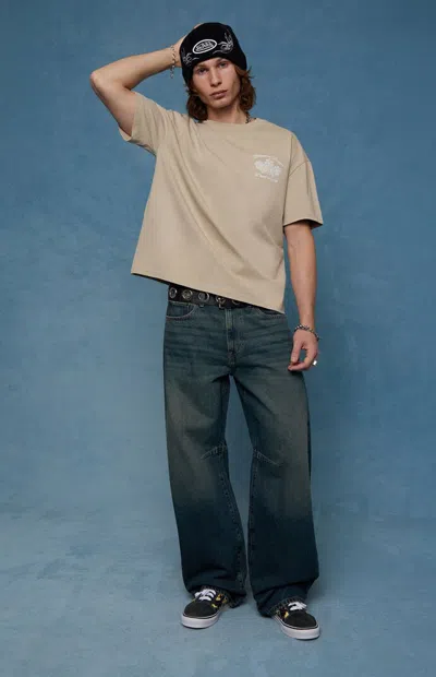 Pacsun Men's Mason Baggy Barrel Jeans Dart Dark Blue Tint In Gray