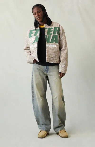 Pacsun Men's Mason Baggy Barrel Jeans Medium Blue Tinted In Medium Indigo In Purple