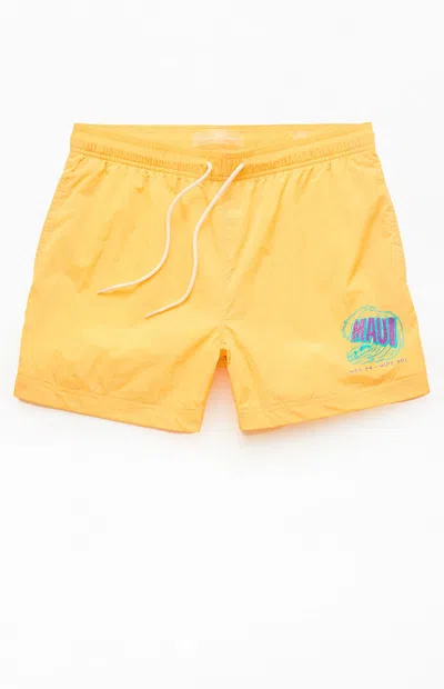 Pacsun Men's Maui Crinkle 4.5" Swim Trunks In Gold