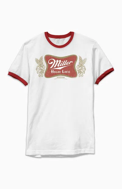 Pacsun Men's Miller High Life Vintage T-shirt In White/red