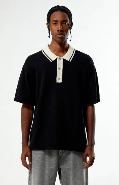 Pacsun Men's Milton Textured Polo Sweater Shirt In Jet Black