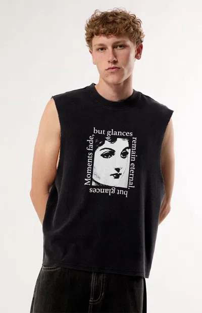Pacsun Men's Moments Fade Waffle Knit Muscle Tank Top In Black