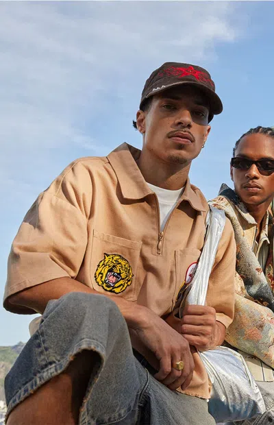 Pacsun Men's Monte Carlo Quarter Zip Shirt In Tan In Brown