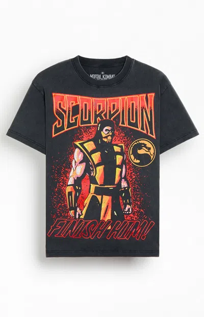 Pacsun Men's Mortal Kombat Scorpion T-shirt In Washed Black