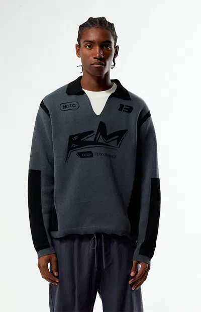 Pacsun Men's Moto Jacquard Polo Sweater In Gray In Black