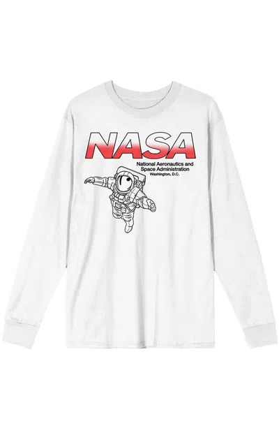 Pacsun Men's Nasa Red & White Logo Long Sleeve T-shirt