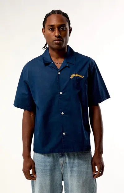 Pacsun Men's Navy Market Camp Shirt In Purple