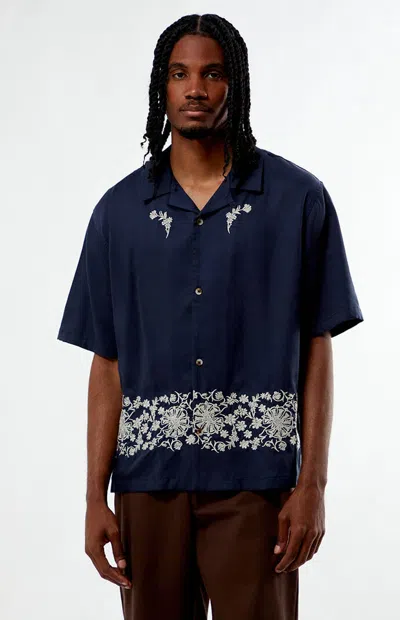 Pacsun Men's Navy Remi Oversized Resort Camp Shirt In Blue