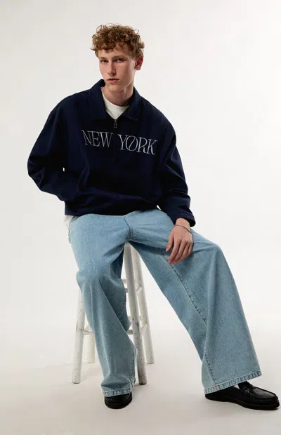 Pacsun Men's New York Embroidered Seamed Jacket In Navy