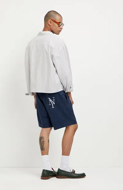 Pacsun Men's Ny Embroidered Russel Volley Shorts In Navy In Blue