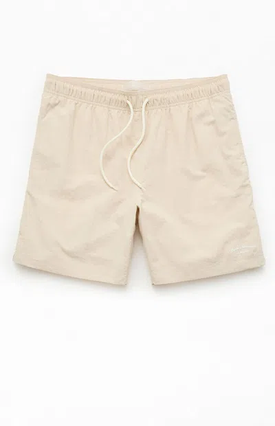 Pacsun Men's Oatmeal Collegiate 6.5" Swim Trunks In Neutral