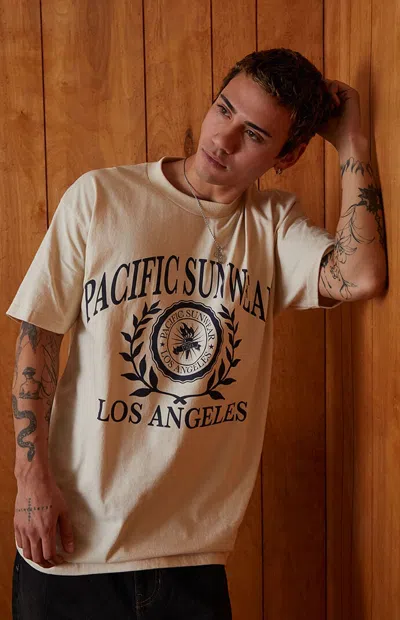 Pacsun Men's Off White Pacific Sunwear Collegiate T-shirt In Neutral