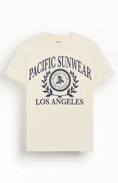 Pacsun Men's Off White Pacific Sunwear Collegiate T-shirt In Neutral