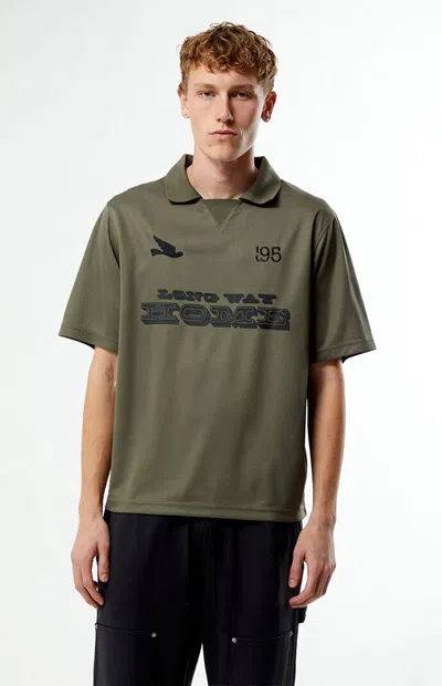 Pacsun Men's Olive Long Way Home Mesh T-shirt In Smokey Olive In Metallic