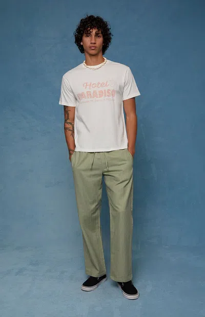 Pacsun Men's Olive Straight Leg Linen Pants In Gray