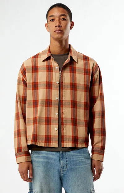 Pacsun Men's Orange Long Sleeve Classic Flannel Shirt In Multi