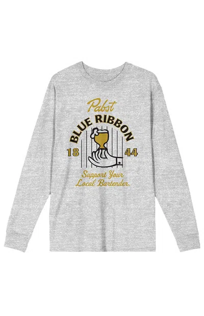 Pacsun Men's Pabst Blue Ribbon 1844 Long Sleeve T-shirt In Gray