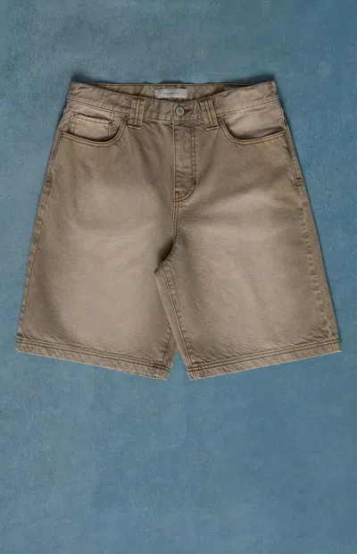 Pacsun Men's Parker Baggy Denim Shorts Tan Washed In Khaki In Brown