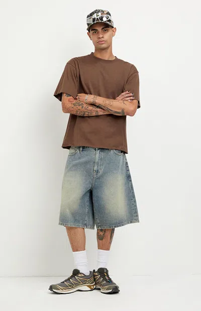 Pacsun Men's Parker Baggy Jean Shorts Medium Blue In Medium Indigo In Brown