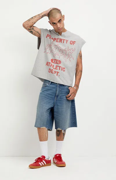Pacsun Men's Parker Baggy Jean Shorts Ripped Medium Blue In Medium Indigo In Purple